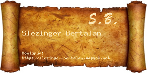 Slezinger Bertalan névjegykártya